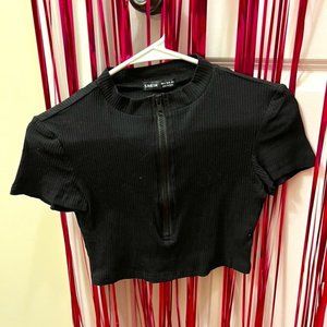 SHEIN black crop top with zipper front